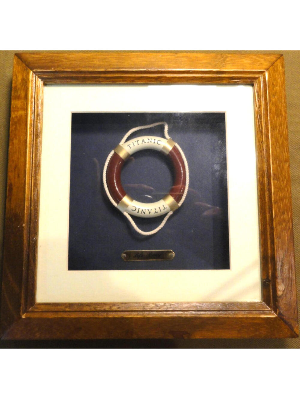 VINTAGE TITANIC SHIP LIFEBOUY SQUARE SHADOW BOX WALL HANGING | 1912 BRITISH